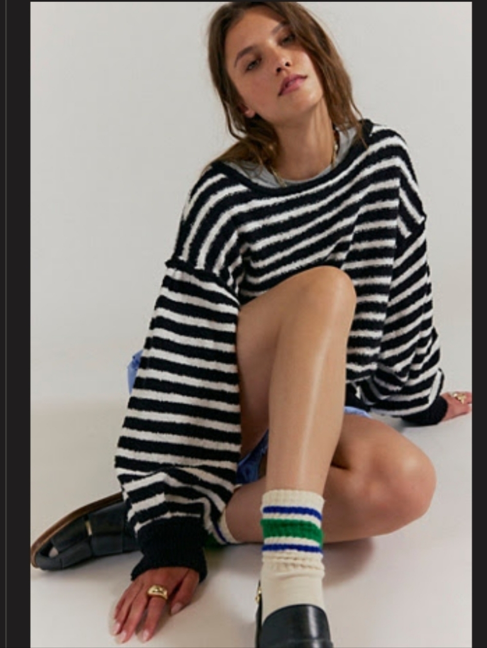 Free People Striped Pullover Sweater